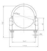 U-Bolt Clamp for DAF, Ø=88.9 / L=125, M8, ZINC