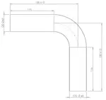 90ø Exhaust Bend, OD=45 / L=180, ALU