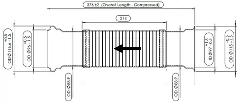 Exhaust Flex, D3S for Peterbilt