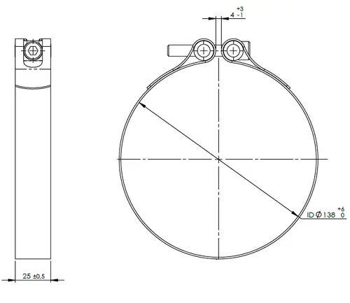 TightFit Clamp, Ø=142-146 mm, INOX