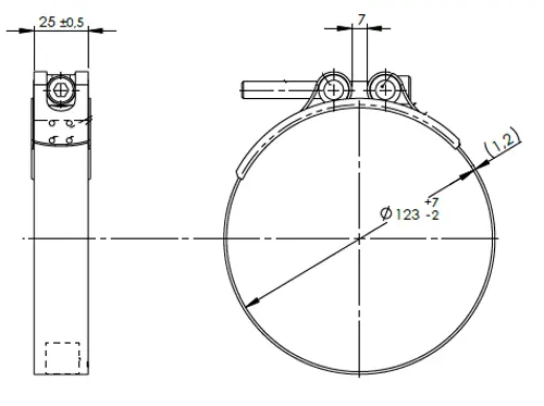 HoseFit Clamp, Ø=121-133 / L=30 mm, INOX