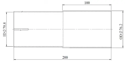 Pipe Adaptor, ID/OD=70.8/76.2 L= 200, ALU