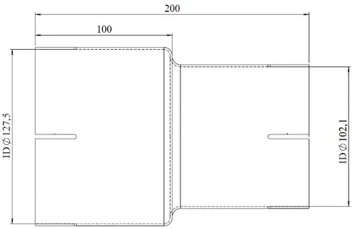Pipe Adaptor ID/ID=102.1/127.5 L=200, ALU