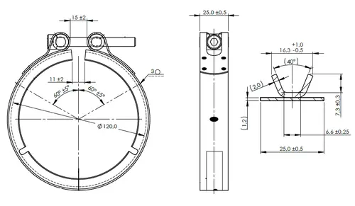 Heavy Duty V-Clamp for Scania, Ø=101.6 / L=25, INOX