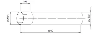 Extension Pipe, OD/ID=50/51.3 / L=1500, ALU