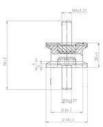 Rubber Mounting for Mercedes, Ø=34 /L=56, M8, ZINC