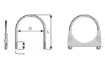 U-Bolt Clamp, Ø=76.2 / L=105, M8, ZINC