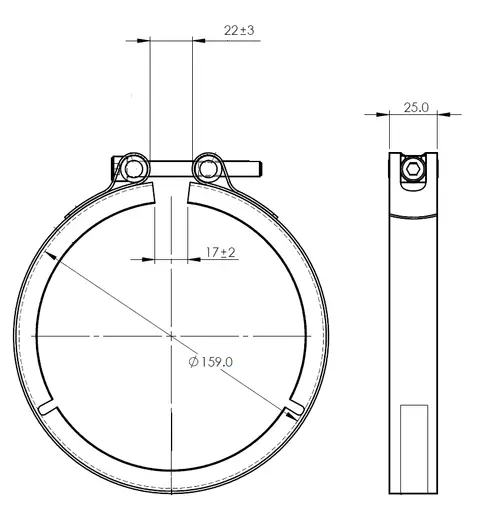 Heavy Duty V-Clamp for Iveco, Ø=127 / L=25, INOX