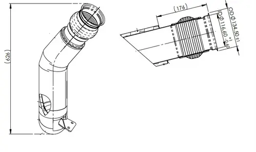 Exhaust pipe w. bellow for DAF