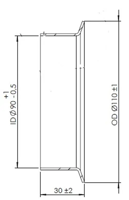 Pipe Connection Female for Volvo style, Ø=90 / L=30 mm, ALU