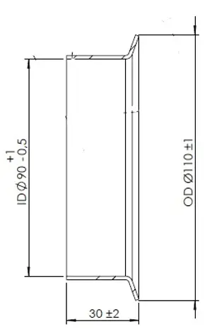 Pipe Connection Female for Volvo style, Ø=90 / L=30 mm, ALU