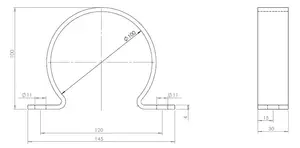 Pipe Bracket, Ø=100 / L=120 mm, ZINC