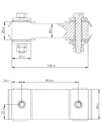 Rubber Mounting for Mercedes, L=108, W=42, H=25, M8, ZINC