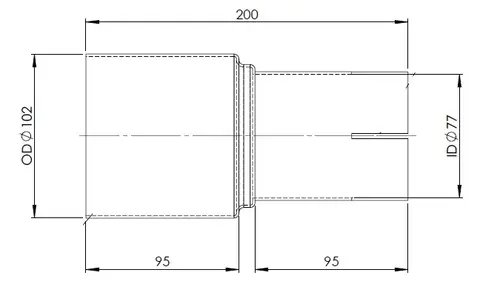 Pipe Adaptor, ID/OD=77/102 L= 200, ALU