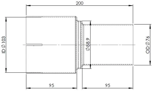 Pipe Adaptor, ID/OD=103/76 L= 200, ALU