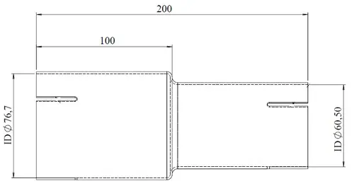 Pipe Adaptor ID/ID=60.5/76.7 L=200, ALU