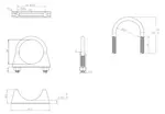 U-Bolt Clamp for Nissan, Ø=57 / L=85, M8, ZINC