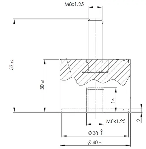 Rubber Mounting for MAN, Ø=40 / L=53, M8, ZINC