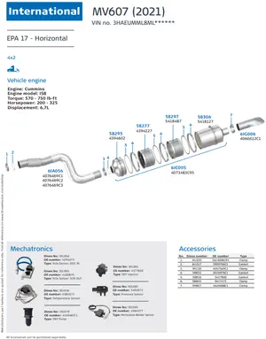 MV607 (2021) - Horizontal for International, Engine: Cummins ISB, EPA 17