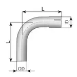 90ø Exhaust Bend, OD/ID=76.1/76.7, L=295, SS