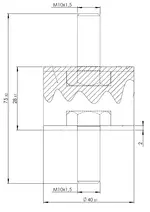 Rubber Mounting for Renault, Ø=40 / L=75, M10, ZINC