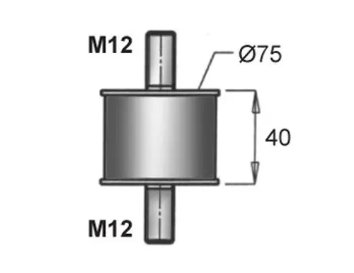 Rubber Mounting for Setra, Ø=60 /L=91, M12, ZINC