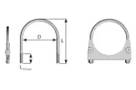 U-Bolt Clamp, Ø=139.7 / L=184, M8, INOX